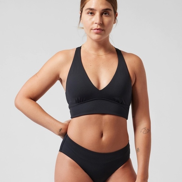 NWT! Athleta Black Longline Plunge Bikini Top A-C - Multiple Sizes - Picture 1 of 5
